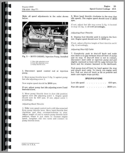 Service Manual for John Deere 2040 Tractor Sample Page From Manual