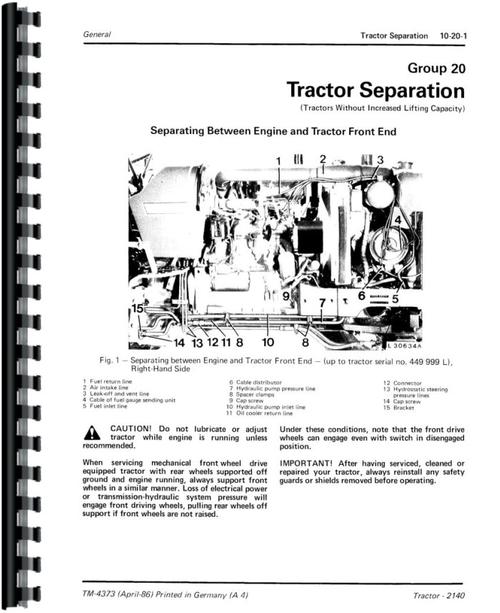 Service Manual for John Deere 2140 Tractor Sample Page From Manual
