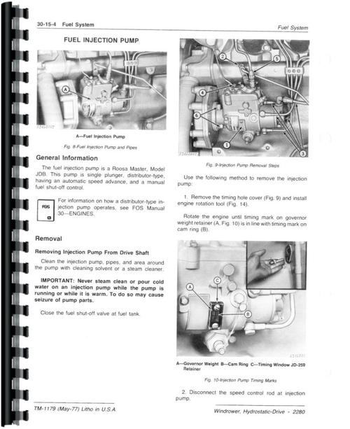 Service Manual for John Deere 2280 Windrower Sample Page From Manual