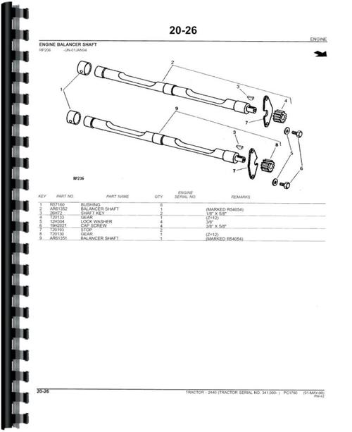 Parts Manual for John Deere 2440 Tractor Sample Page From Manual