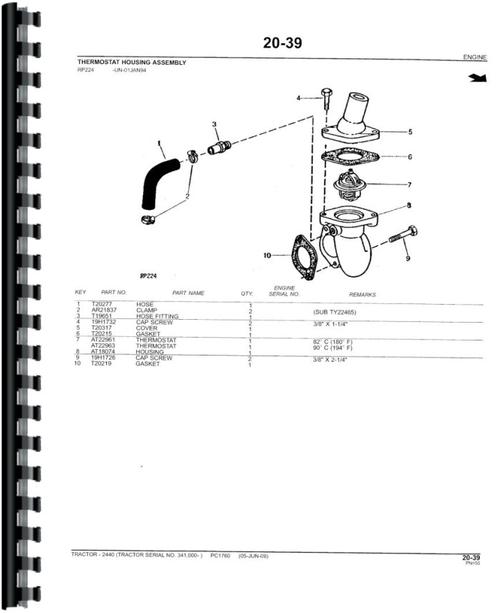 Parts Manual for John Deere 2440 Tractor Sample Page From Manual