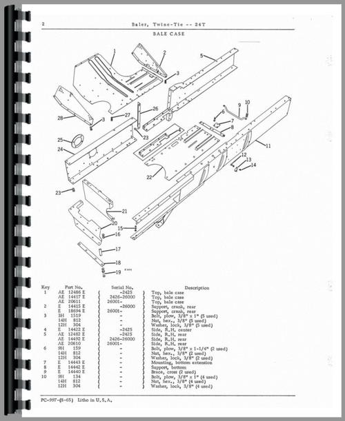 Parts Manual for John Deere 24T Baler Sample Page From Manual