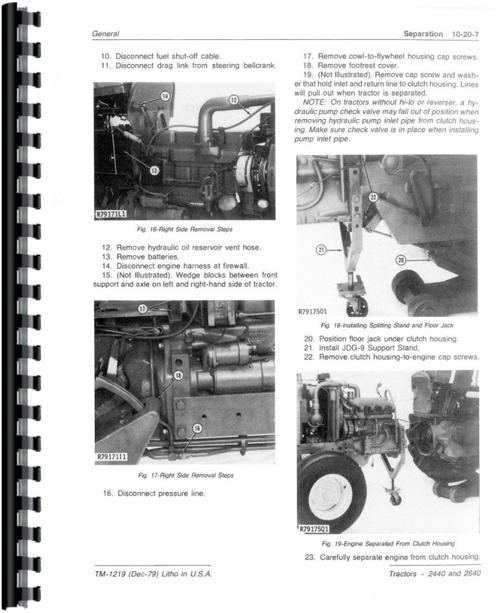 Service Manual for John Deere 2640 Tractor Sample Page From Manual