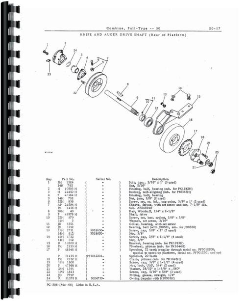 Parts Manual for John Deere 30 Combine Sample Page From Manual