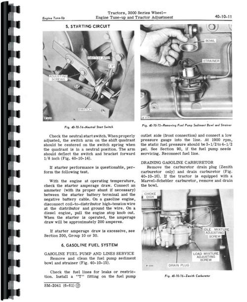 Service Manual for John Deere 3000 Industrial Tractor Sample Page From Manual