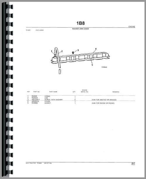 Parts Manual for John Deere 4010 Tractor Sample Page From Manual