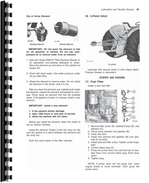 Operators Manual for John Deere 401B Industrial Tractor Sample Page From Manual