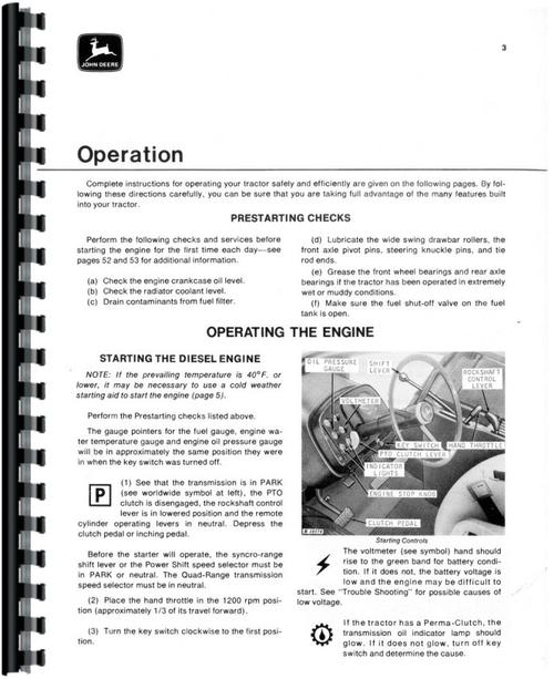 Operators Manual for John Deere 4230 Tractor Sample Page From Manual