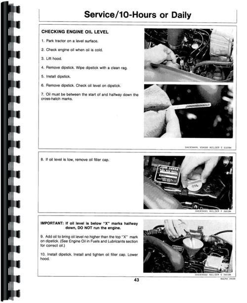 Operators Manual for John Deere 430 Lawn & Garden Tractor Sample Page From Manual