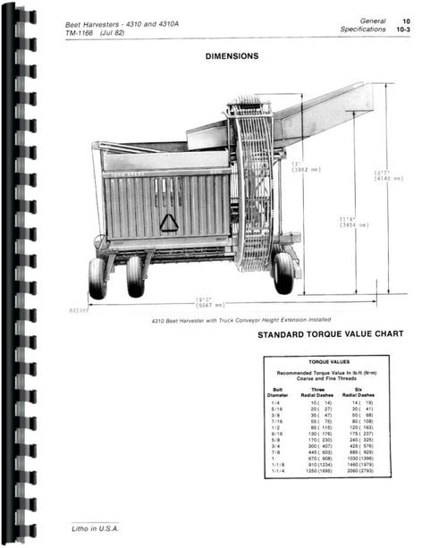 Service Manual for John Deere 4310A Beet Harvester Sample Page From Manual