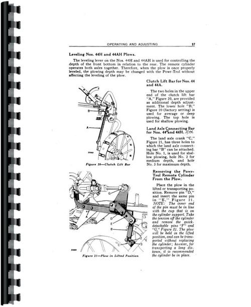Operators Manual for John Deere 44AH Plow Sample Page From Manual