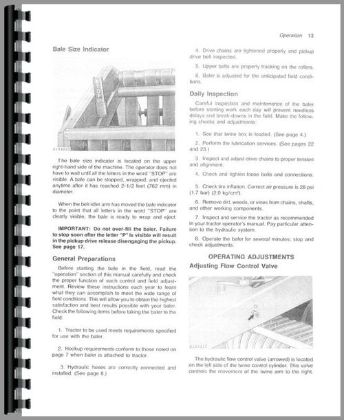 Operators Manual for John Deere 510 Round Baler Sample Page From Manual