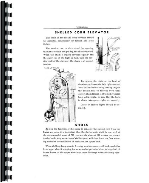 Operators Manual for John Deere 71 Corn Sheller Sample Page From Manual