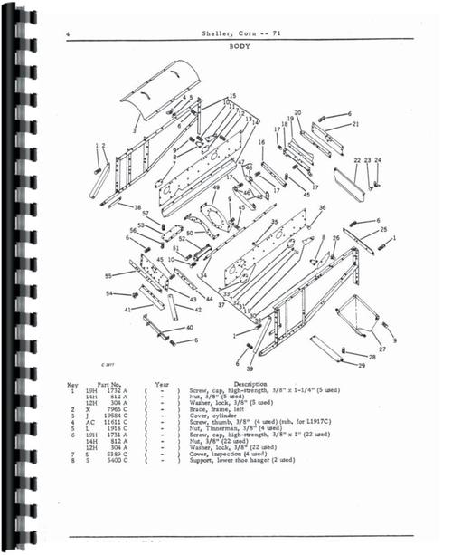 Parts Manual for John Deere 71 Corn Sheller Sample Page From Manual
