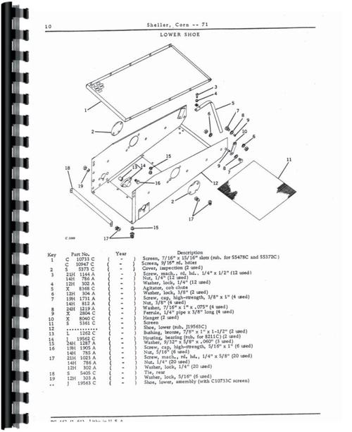 Parts Manual for John Deere 71 Corn Sheller Sample Page From Manual