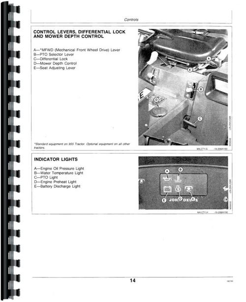 Operators Manual for John Deere 855 Tractor Sample Page From Manual
