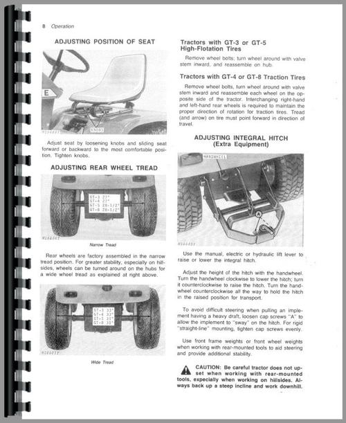 Operators Manual for John Deere 200 Lawn & Garden Tractor Sample Page From Manual
