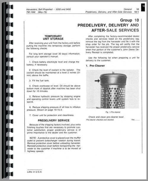 Service Manual for John Deere 5400 Forage Harvester Sample Page From Manual