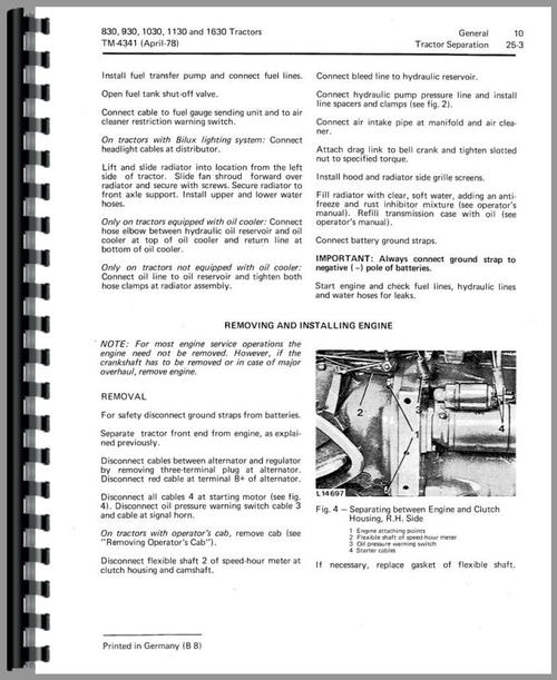Service Manual for John Deere 930 Tractor Sample Page From Manual