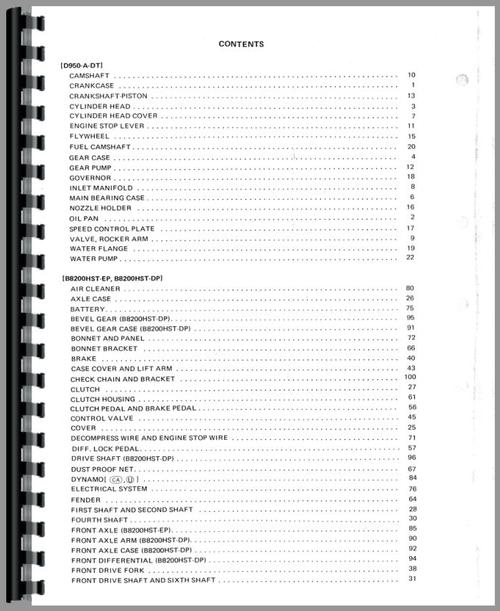 Parts Manual for Kubota B8200HST Tractor Sample Page From Manual