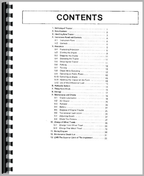 Operators Manual for Kubota L245DT Tractor Sample Page From Manual
