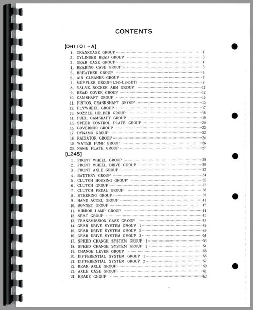 Parts Manual for Kubota L245DT Tractor Sample Page From Manual