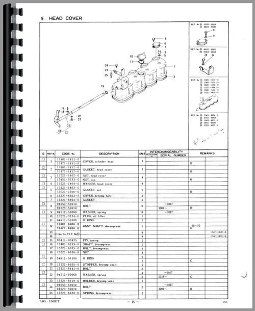 Parts Manual for Kubota L345 Tractor Sample Page From Manual