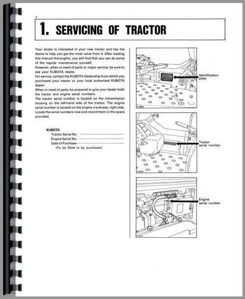 Operators Manual for Kubota L3750 Tractor Sample Page From Manual