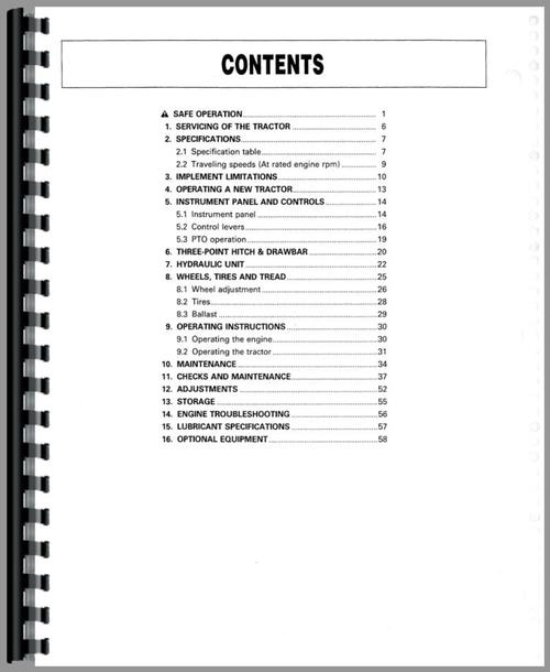 Operators Manual for Kubota M4030 Tractor Sample Page From Manual