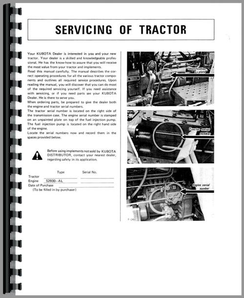 Operators Manual for Kubota M4050 Tractor Sample Page From Manual
