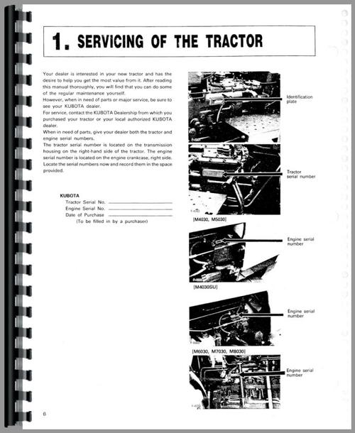 Operators Manual for Kubota M6030 Tractor Sample Page From Manual