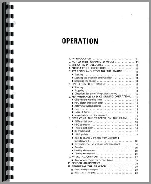 Operators Manual for Kubota M7500 Tractor Sample Page From Manual