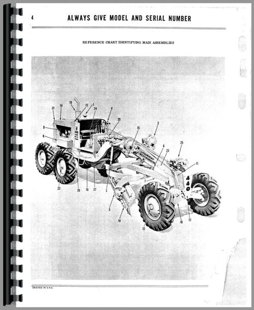 Parts Manual for Le Tourneau 440 Grader Sample Page From Manual