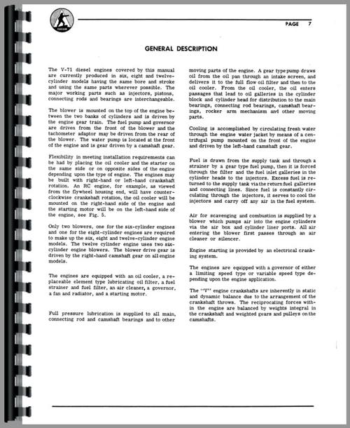 Service Manual for Le Tourneau C Scraper Detroit Diesel Engine Sample Page From Manual