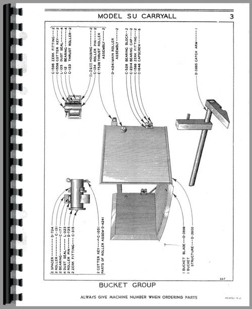 Parts Manual for Le Tourneau P Carryall Scraper Sample Page From Manual