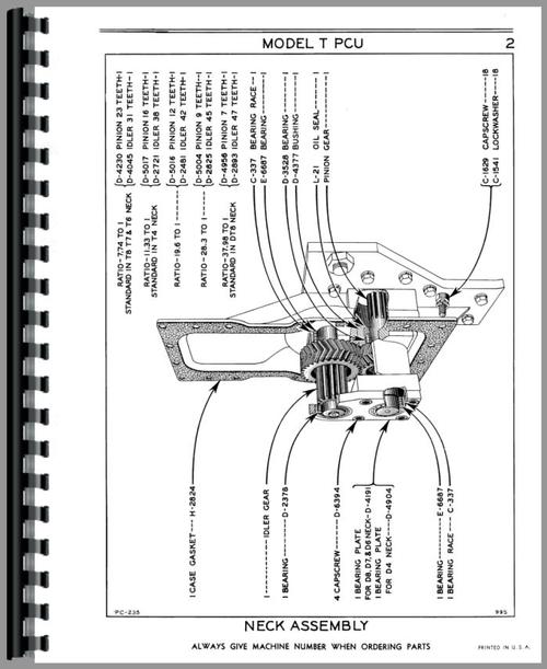 Parts Manual for Le Tourneau T Double Drum Cable Control Sample Page From Manual
