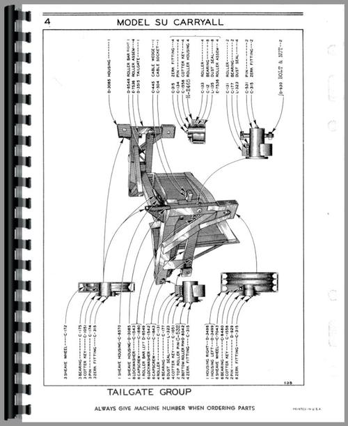 Parts Manual for Le Tourneau W Carryall Scraper Sample Page From Manual