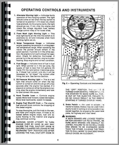 Operators Manual for Long 310 Tractor Sample Page From Manual
