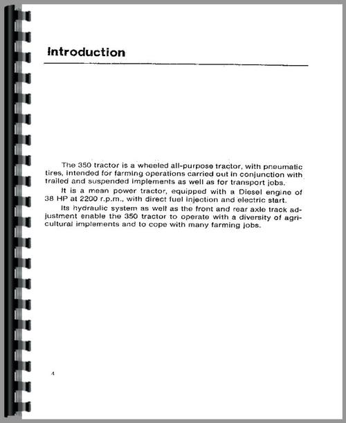 Operators Manual for Long 350 Tractor Sample Page From Manual
