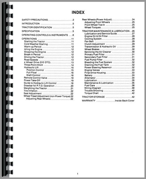 Operators Manual for Long 510 Tractor Sample Page From Manual