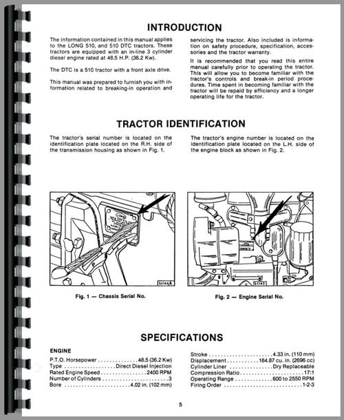 Operators Manual for Long 510DTC Tractor Sample Page From Manual
