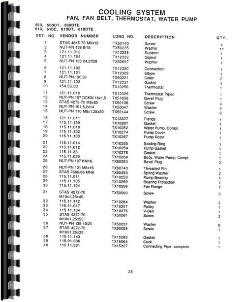Parts Manual for Long 560 Tractor Sample Page From Manual