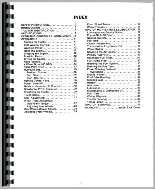 Operators Manual for Long 610DTC Tractor Sample Page From Manual