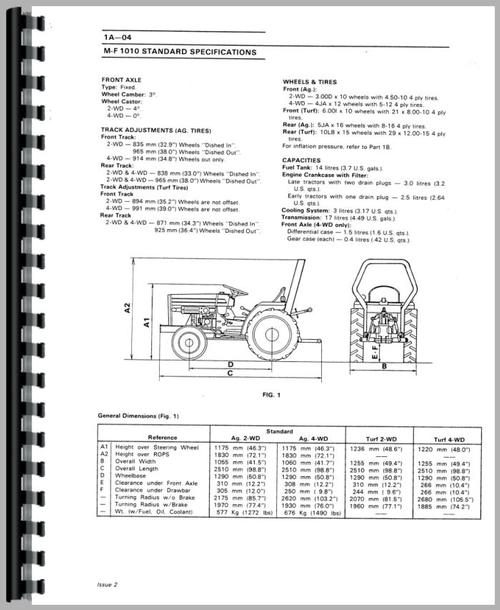 Massey Ferguson 1030 Tractor Operators Manual