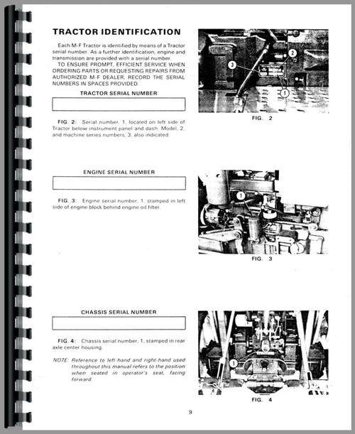 Operators Manual for Massey Ferguson 1045 Tractor Sample Page From Manual