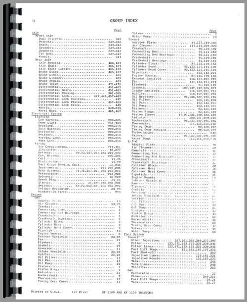 Parts Manual for Massey Ferguson 1130 Tractor Sample Page From Manual