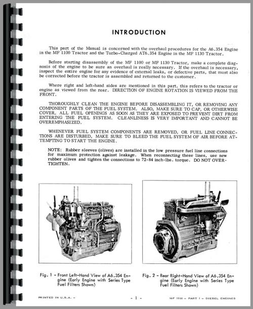 Service Manual for Massey Ferguson 1130 Tractor Sample Page From Manual