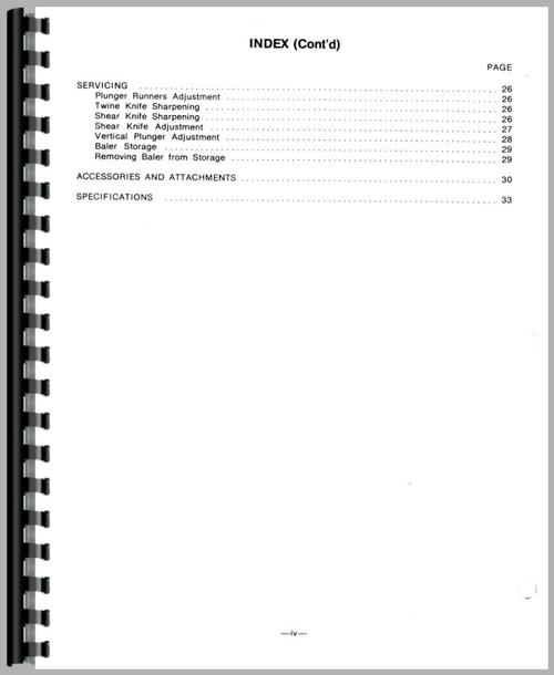Operators Manual for Massey Ferguson 12 Baler Sample Page From Manual