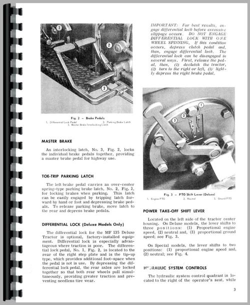 Operators Manual for Massey Ferguson 135 Tractor Sample Page From Manual