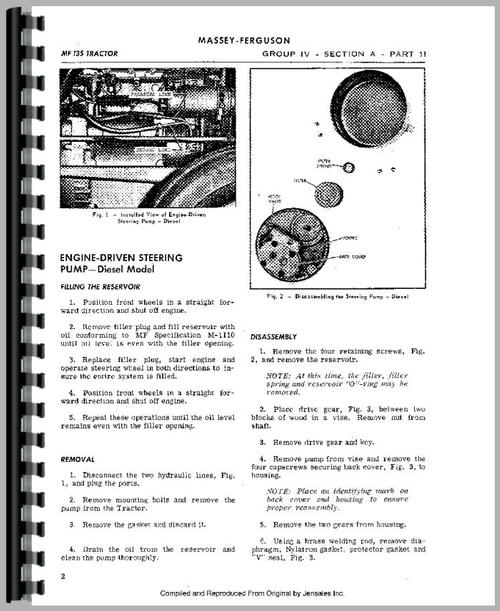 Service Manual for Massey Ferguson 135 Tractor Sample Page From Manual
